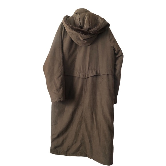 Women’s full-length coat Weather Stoppers By Totes Sz M Brown& fur trim - Picture 4 of 5